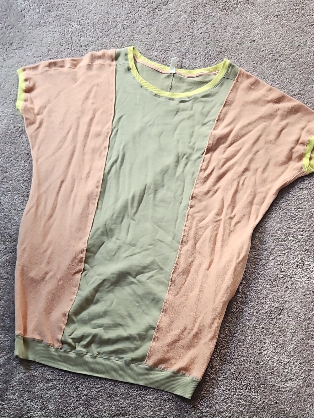 Dailt Practice XL Peach/Light Green/Yellow Short Sleeve Tunic Dress